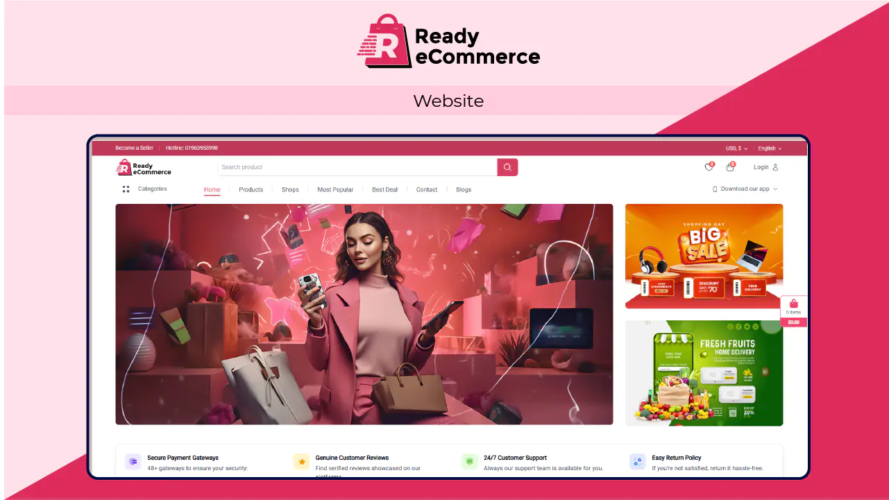 Ready ecommerce v3.7.0 - Complete Multi Vendor e-Commerce Mobile App, Customer Website with Store PO