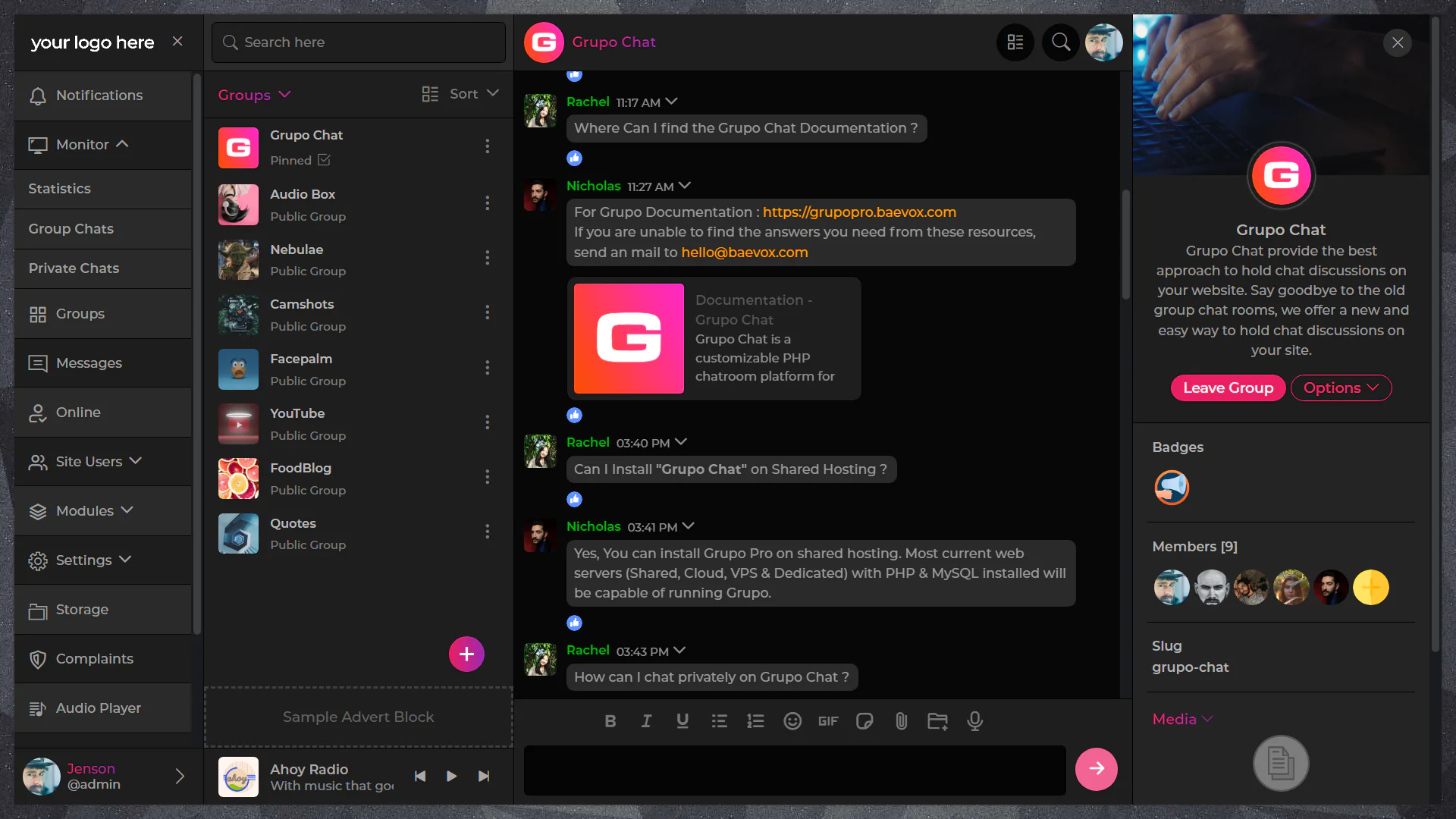Grupo Chat - source code chat, chat private, chat group