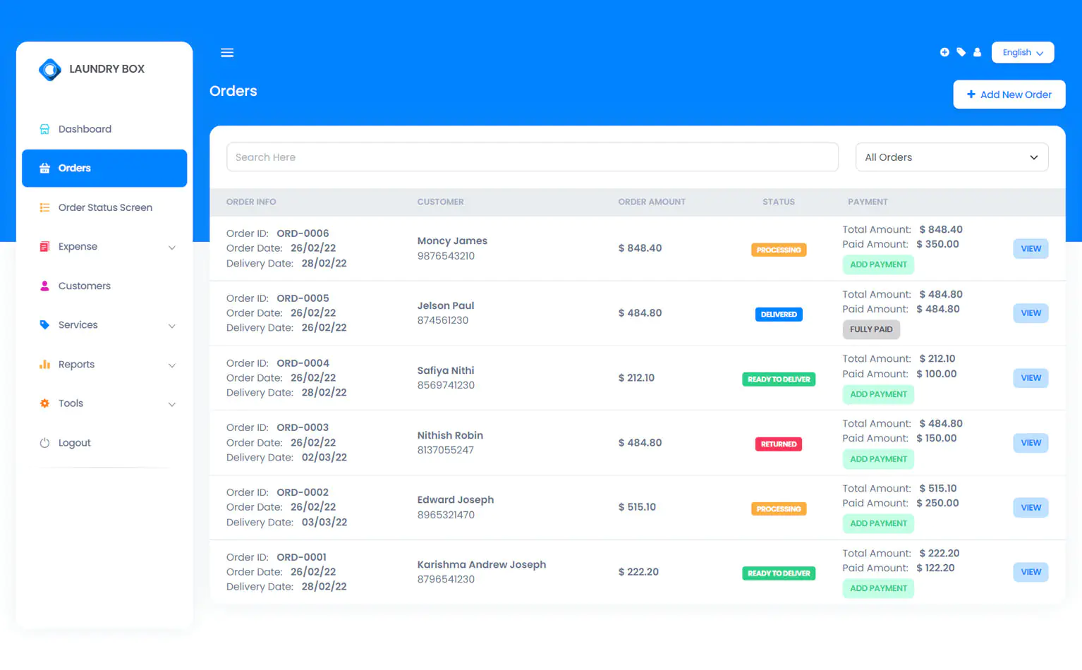 Laundry Master: Hệ thống quản lý đơn hàng chuyên nghiệp cho dịch vụ giặt ủi